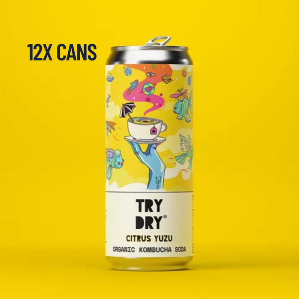 Citrus & Yuzu Organic Kombucha | Try Dry | Counter Culture | 12 Cans