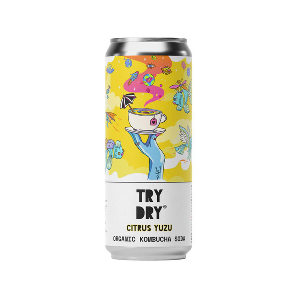Citrus & Yuzu Organic Kombucha | Try Dry | Counter Culture | 12 Cans